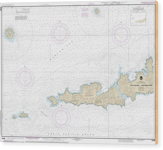 Nautical Chart-16486 Atka Island, Western Part Wood Print