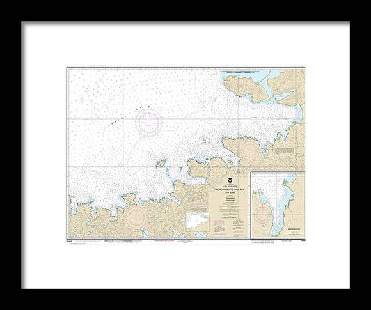 Nautical Chart-16487 Korovin Bay-wall Bay-atka Island, Martin Harbor - Framed Print