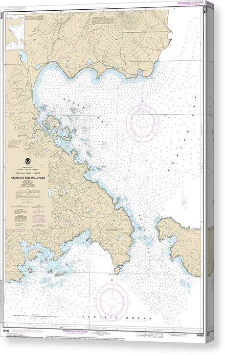 Nautical Chart-16490 Nazan Bay-Amilia Pass Canvas Print