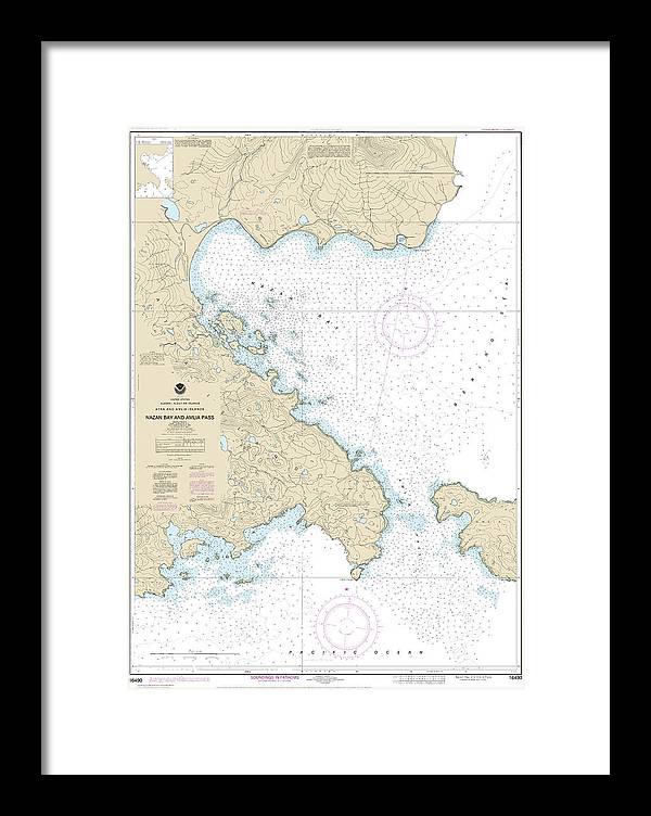 Nautical Chart-16490 Nazan Bay-amilia Pass - Framed Print