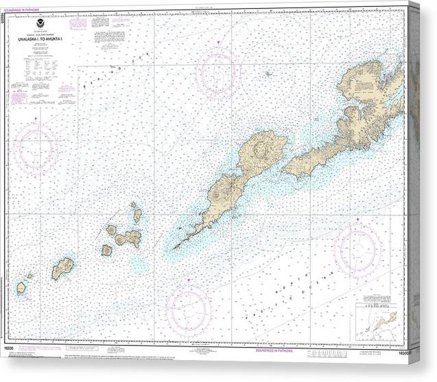 Nautical Chart-16500 Unalaska L-Amukta L Canvas Print