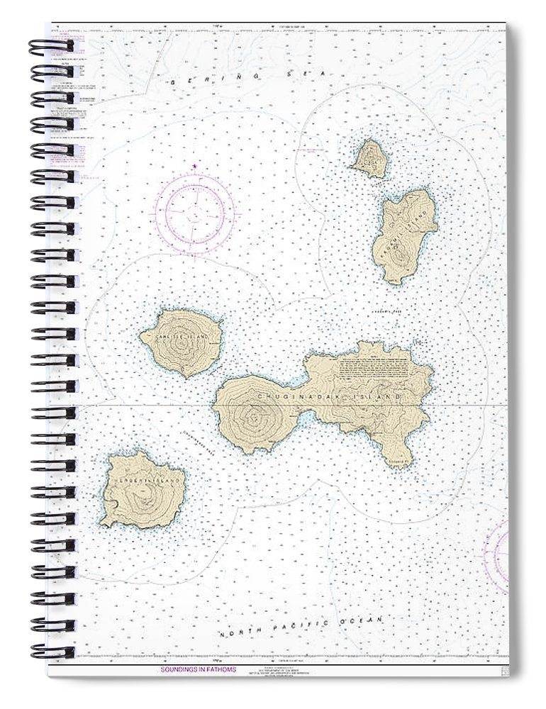 Nautical Chart 16501 Islands Four Mountains Spiral Notebook