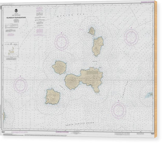 Nautical Chart-16501 Islands-Four Mountains Wood Print