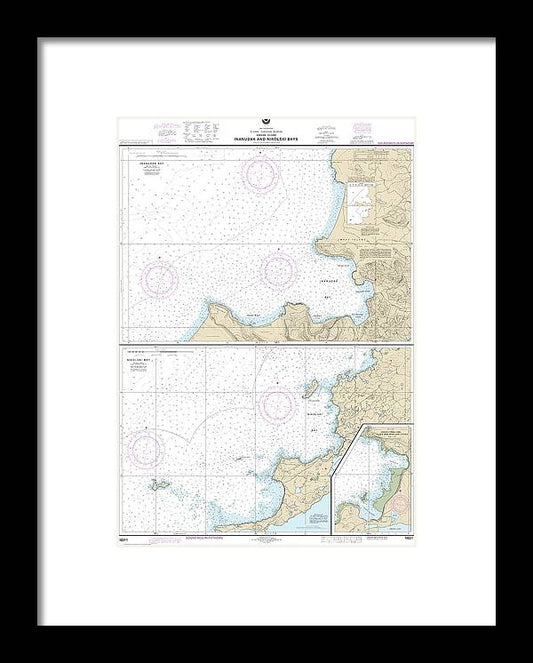 A beuatiful Framed Print of the Nautical Chart-16511 Inanudak Bay-Nikolski Bay, Umnak L, River-Mueller Coves by SeaKoast