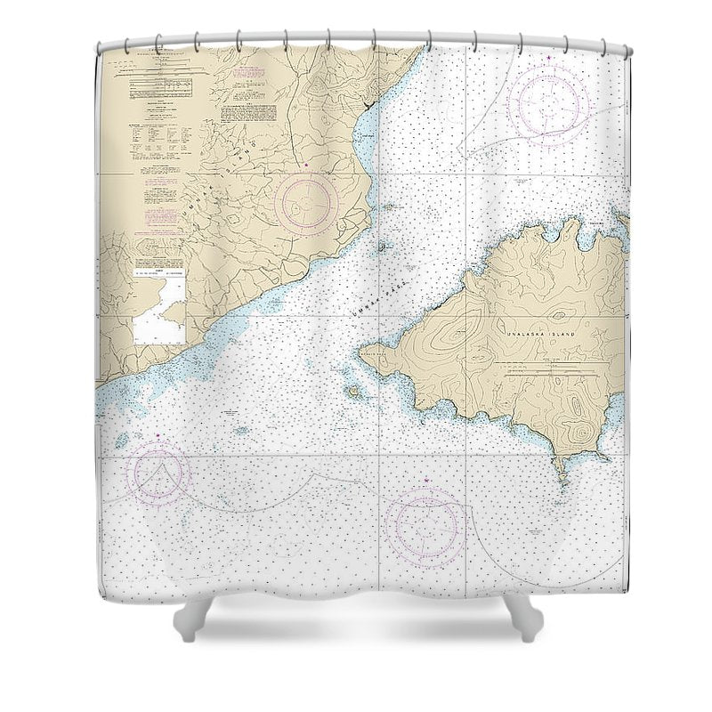 Nautical Chart 16513 Unalaska Island Umnak Pass Approaches Shower Curtain