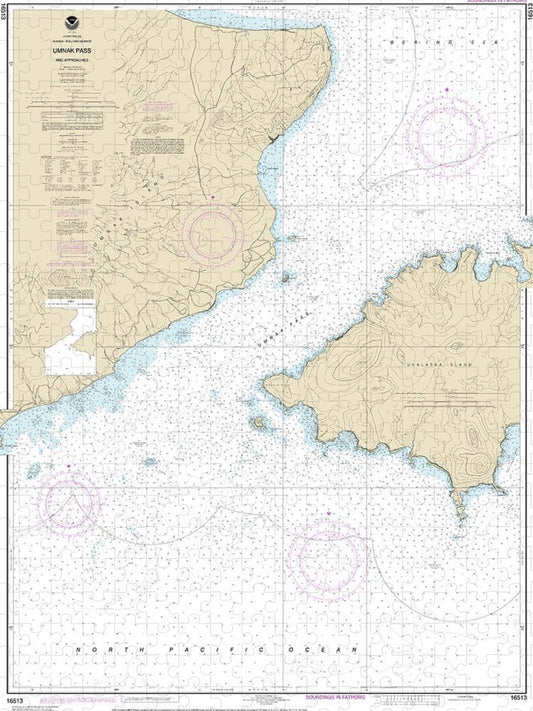 Nautical Chart 16513 Unalaska Island Umnak Pass Approaches Puzzle