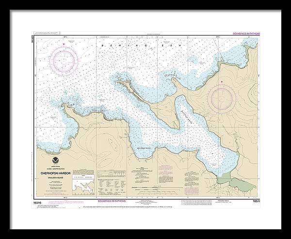 Nautical Chart-16516 Chernofski Harbor - Framed Print