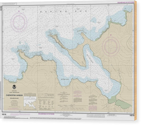 Nautical Chart-16516 Chernofski Harbor Wood Print