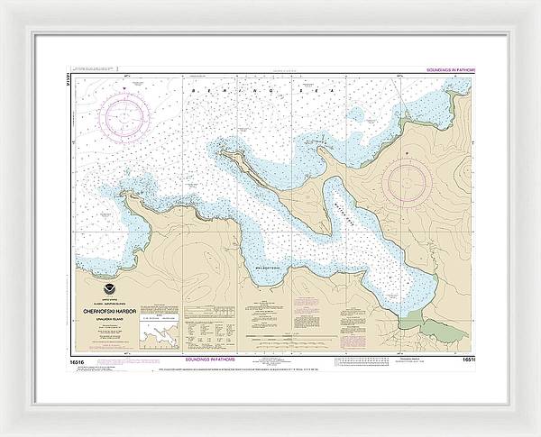 Nautical Chart-16516 Chernofski Harbor - Framed Print