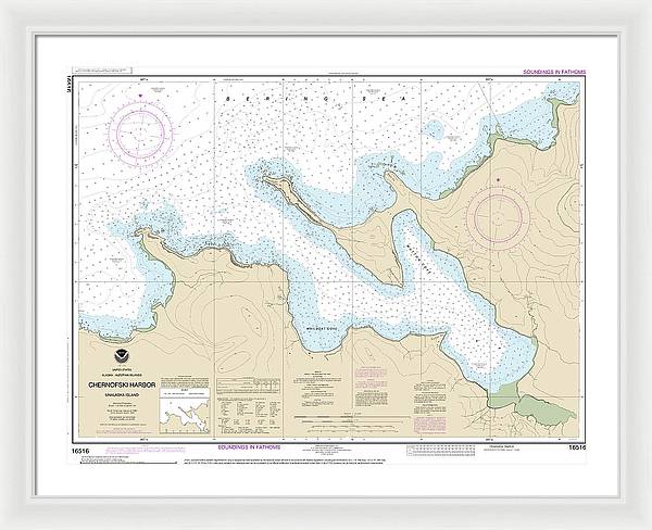 Nautical Chart-16516 Chernofski Harbor - Framed Print