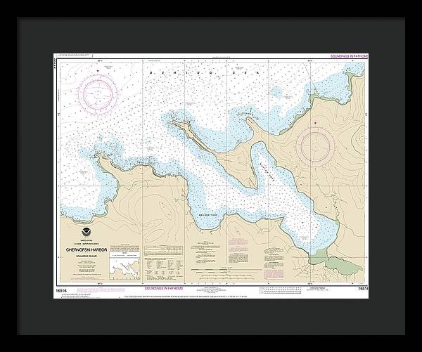 Nautical Chart-16516 Chernofski Harbor - Framed Print