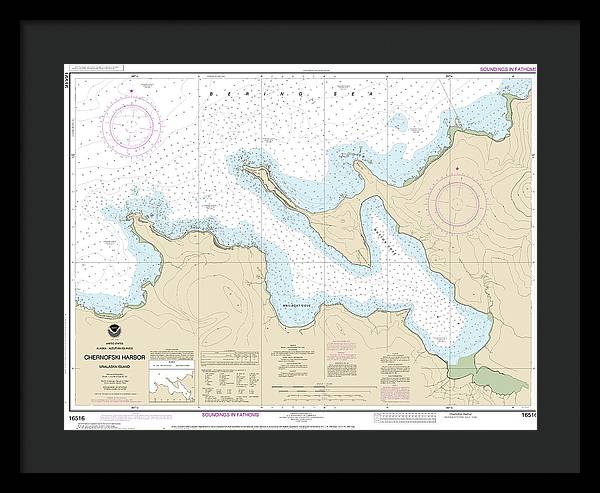 Nautical Chart-16516 Chernofski Harbor - Framed Print