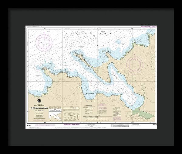 Nautical Chart-16516 Chernofski Harbor - Framed Print