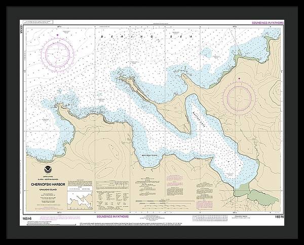 Nautical Chart-16516 Chernofski Harbor - Framed Print