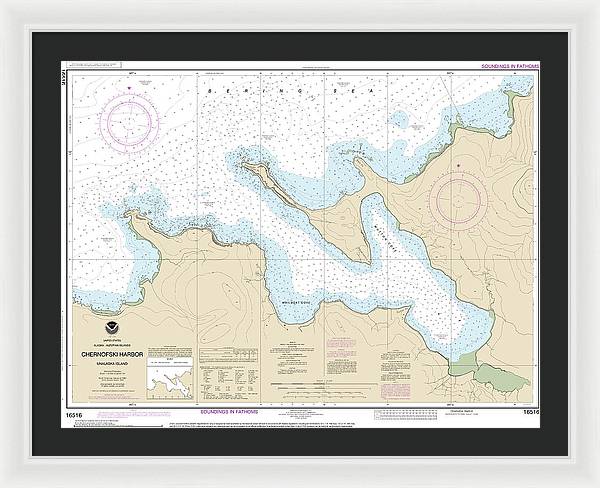 Nautical Chart-16516 Chernofski Harbor - Framed Print