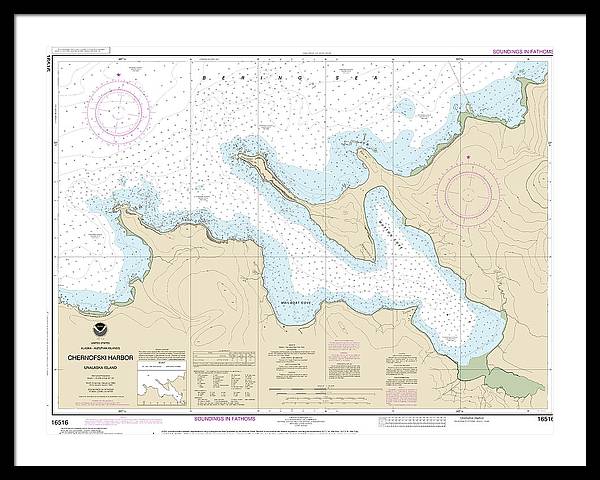 Nautical Chart-16516 Chernofski Harbor - Framed Print