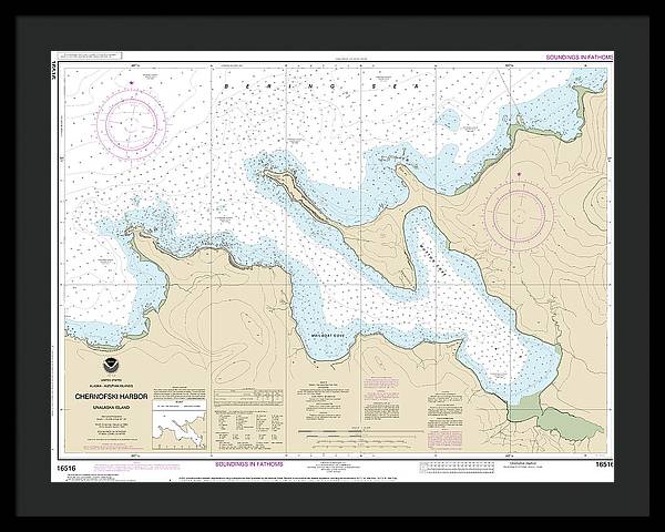 Nautical Chart-16516 Chernofski Harbor - Framed Print