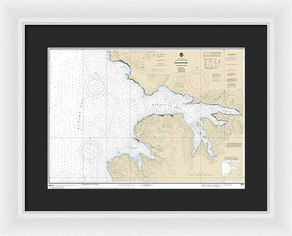 Nautical Chart-16517 Makushin Bay - Framed Print