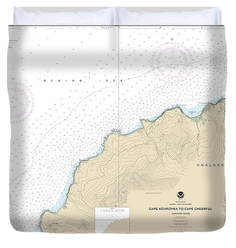 Nautical Chart 16518 Cape Kavrizhka Cape Cheerful Duvet Cover