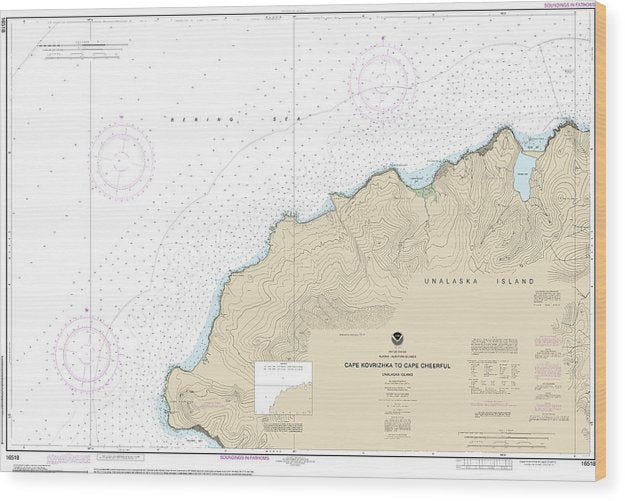 Nautical Chart-16518 Cape Kavrizhka-Cape Cheerful Wood Print