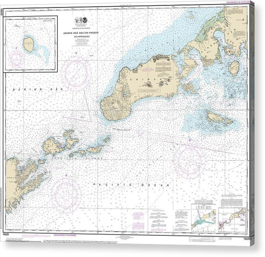 Nautical Chart-16520 Unimak-Akutan Passes-Approaches, Amak Island  Acrylic Print