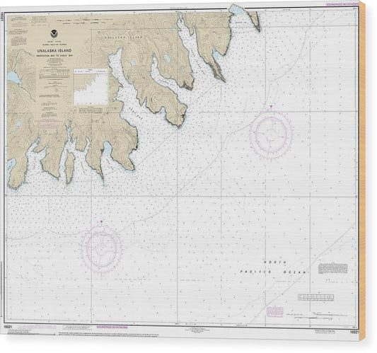 Nautical Chart-16521 Unalaska Island Protection Bay-Eagle Bay Wood Print