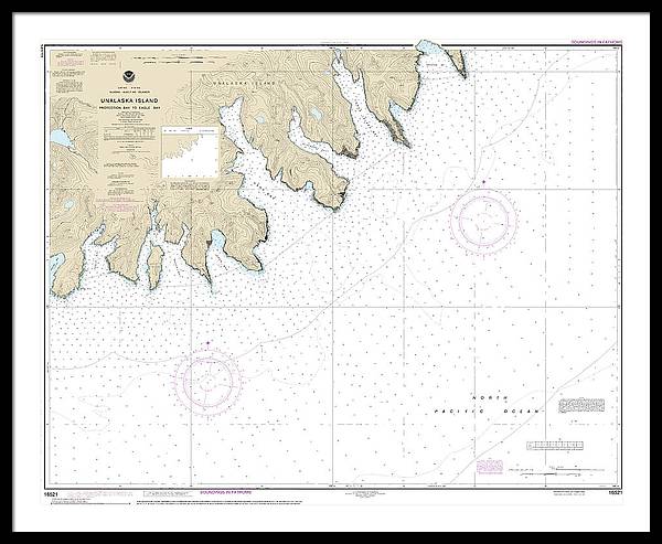 Nautical Chart-16521 Unalaska Island Protection Bay-eagle Bay - Framed Print