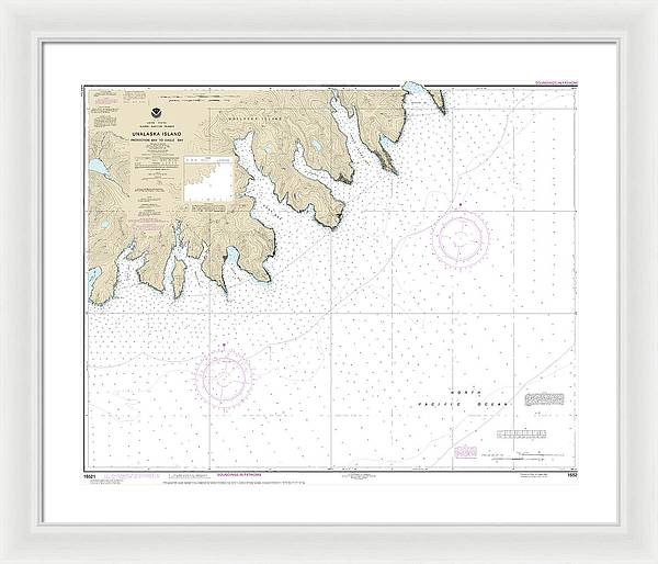 Nautical Chart-16521 Unalaska Island Protection Bay-eagle Bay - Framed Print