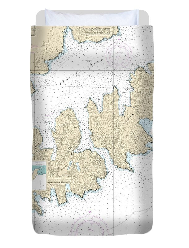 Nautical Chart-16522 Beaver Inlet - Duvet Cover