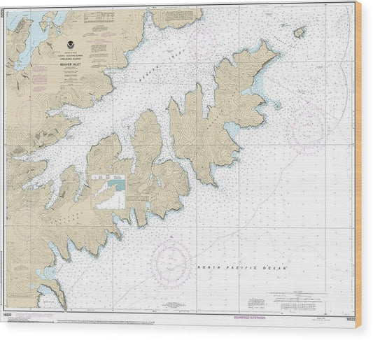 Nautical Chart-16522 Beaver Inlet Wood Print