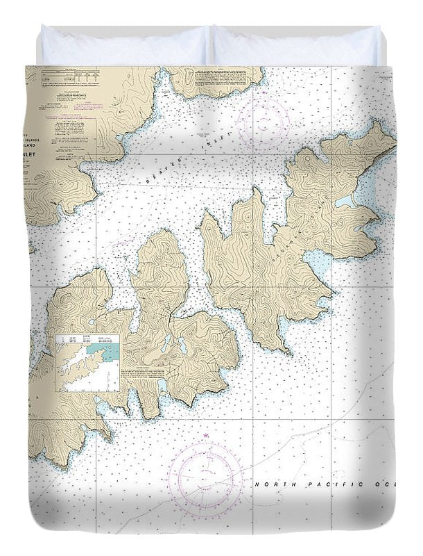Nautical Chart-16522 Beaver Inlet - Duvet Cover
