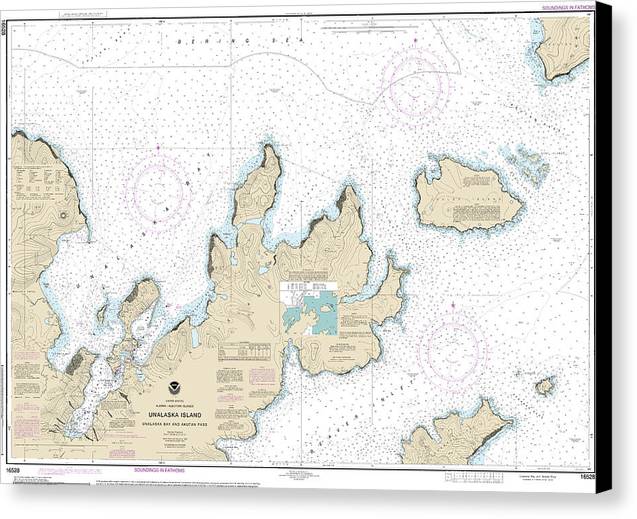 Nautical Chart-16528 Unalaska Bay-akutan Pass - Canvas Print