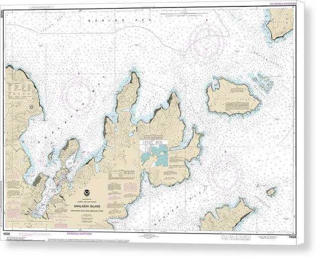 Nautical Chart-16528 Unalaska Bay-akutan Pass - Canvas Print