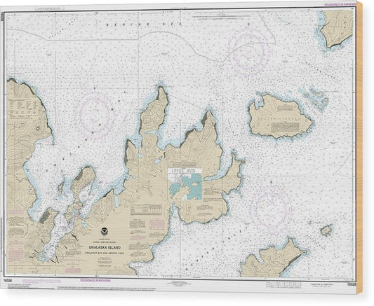 Nautical Chart-16528 Unalaska Bay-Akutan Pass Wood Print
