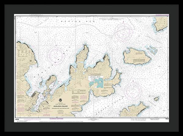 Nautical Chart-16528 Unalaska Bay-akutan Pass - Framed Print