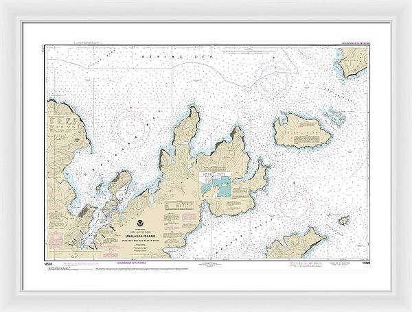 Nautical Chart-16528 Unalaska Bay-akutan Pass - Framed Print