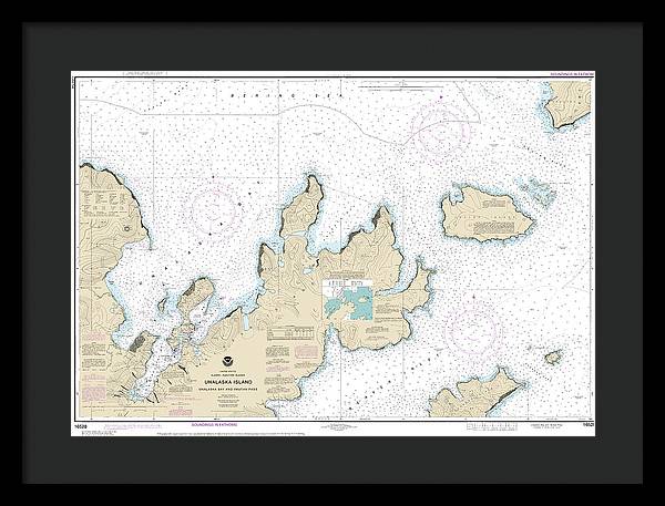 Nautical Chart-16528 Unalaska Bay-akutan Pass - Framed Print