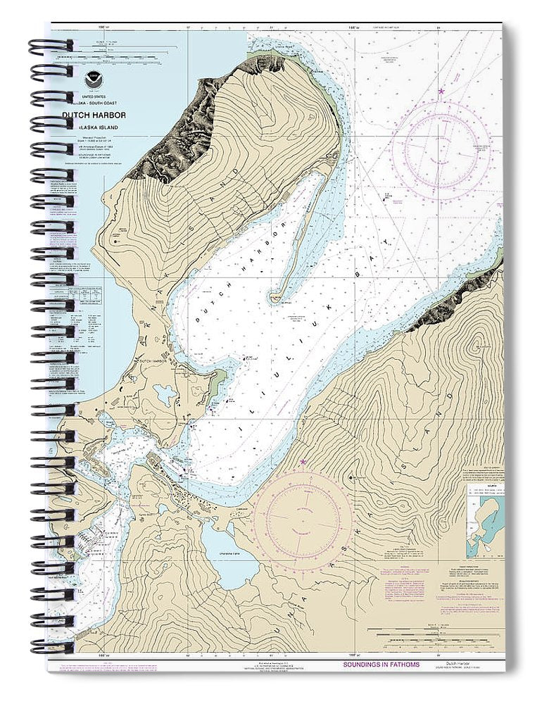 Nautical Chart 16529 Dutch Harbor Spiral Notebook