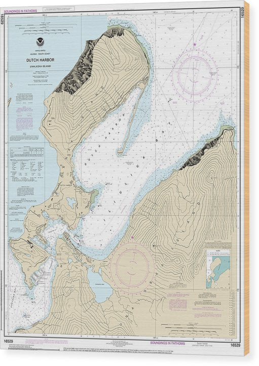 Nautical Chart-16529 Dutch Harbor Wood Print