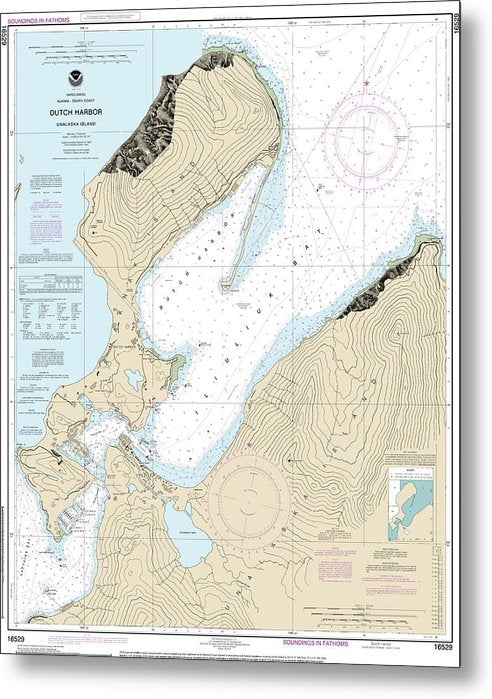 A beuatiful Metal Print of the Nautical Chart-16529 Dutch Harbor - Metal Print by SeaKoast.  100% Guarenteed!