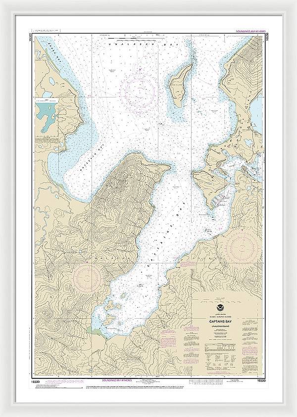 Nautical Chart-16530 Captains Bay - Framed Print