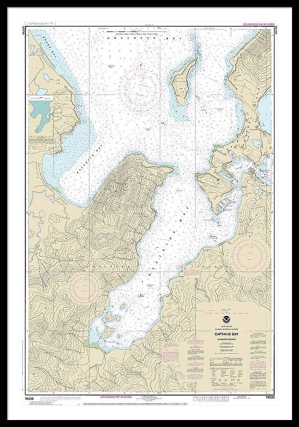 Nautical Chart-16530 Captains Bay - Framed Print