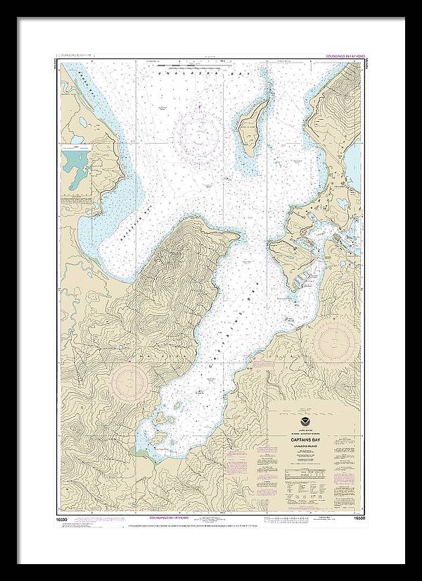 Nautical Chart-16530 Captains Bay - Framed Print