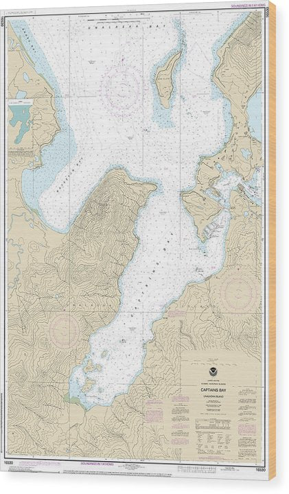 Nautical Chart-16530 Captains Bay Wood Print