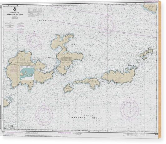 Nautical Chart-16531 Krenitzan Islands Wood Print