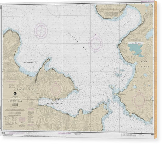 Nautical Chart-16532 Akutan Bay, Krenitzin Islands Wood Print