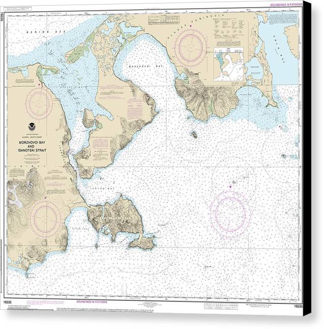 Nautical Chart-16535 Morzhovoi Bay-isanotski Strait - Canvas Print