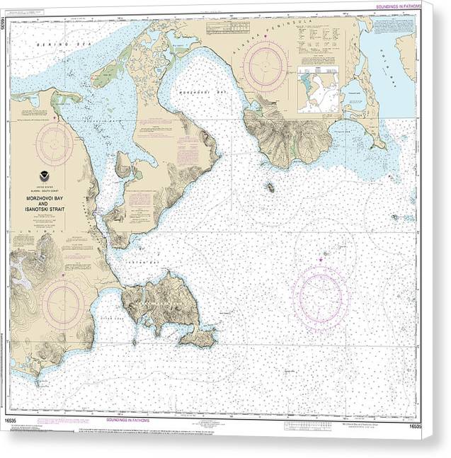 Nautical Chart-16535 Morzhovoi Bay-isanotski Strait - Canvas Print