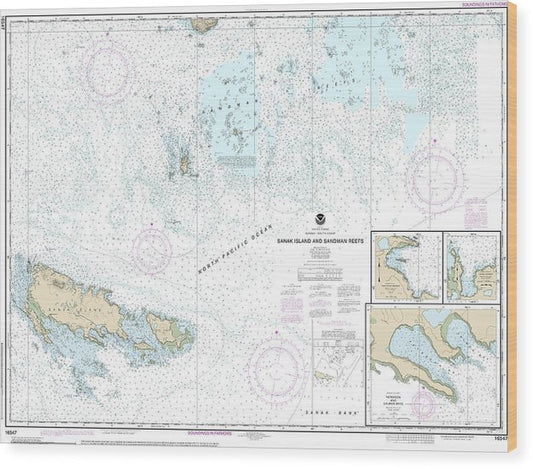 Nautical Chart-16547 Sanak Island-Sandman Reefs, Northeast Harbor, Peterson-Salmon Bays, Sanak Harbor Wood Print