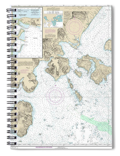 Nautical Chart 16549 Cold Bay Approaches, Alaska Pen, King Cove Harbor Spiral Notebook